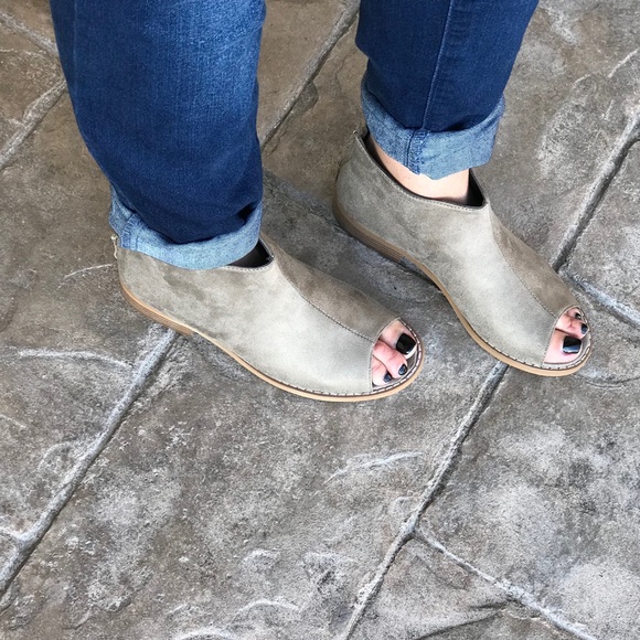 Taupe Boho Chic Peep Toe Ankle Booties - Picture 4 of 7